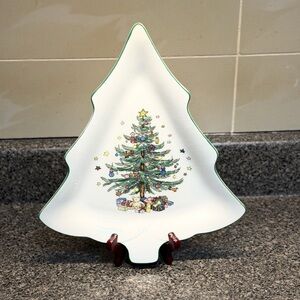 Vintage Nikko Christmas Tree Shaped Serving Plate